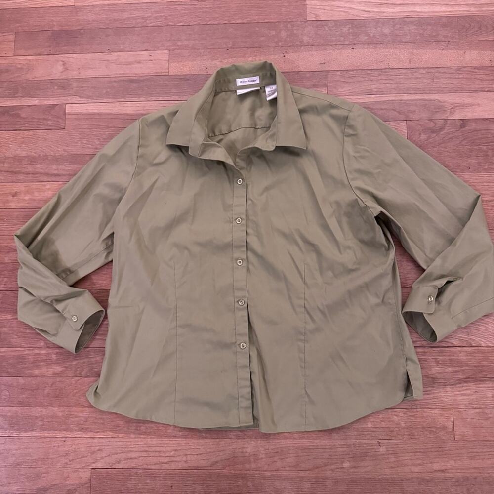 Drapers's & Damons women green wrinkle resistant button down shirt size 18W
 b66